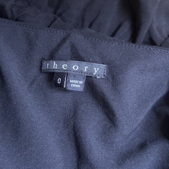 Theory Tank Dress 0 Womens Black Mini Elastic Waist Asymmetrical Shoulder - Picture 6 of 7